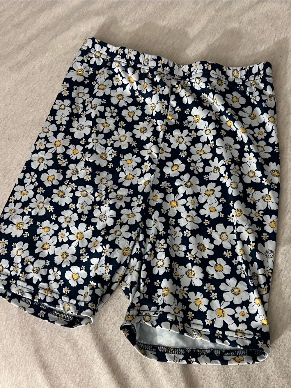 SHEIN Navy Floral shorts with White & Yellow Blooms